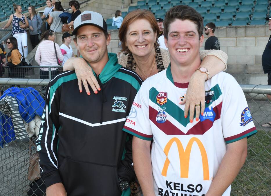 Jenny Barrow with her sons Jye and Kade Barrow when they played for Bathurst Panthers. Picture by Chris Seabrook