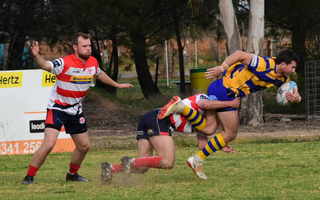 WAIT IS OVER: Will Oldham tries to bust through the Eagles defence on July 27, 2019 when the Bulldogs won in Cowra. Saturday's major semi-final win was Bulldogs first victory at Cowra since then.