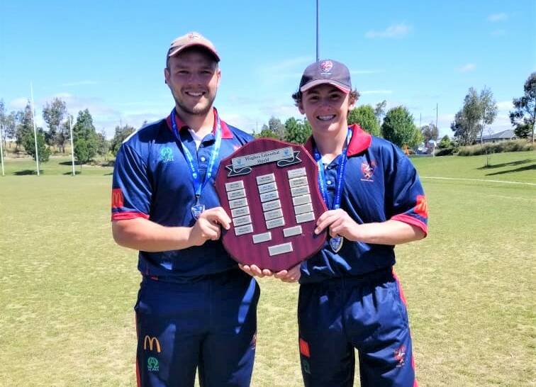 Blake Kreuzberger (left) pictured with fellow Bathurst cricketer Flynn Taylor, captained Western Zone to an undefeated Country Colts championship. Picture supplied