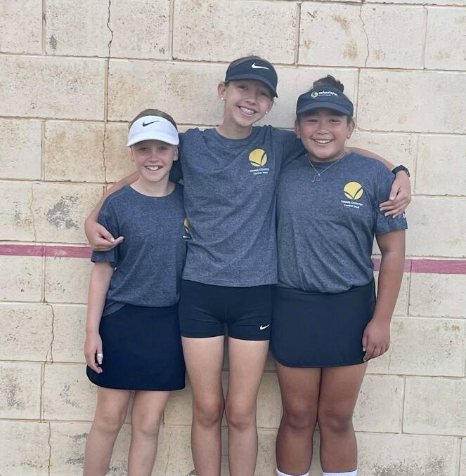 Bathurst tennis trio Hannah Skein (under 11s) Bridie Worthy (under 13s) and Savannah Auvaa (under 11s) represented Central West in the Regional State League competition at Parkes on the weekend. Picture supplied