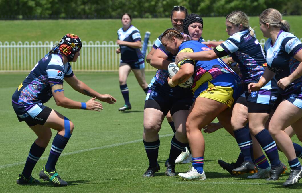 Molly Kennedy attracts a host of Brumbies defenders in this run. She's hoping to have the same sort of impact against the Goannas. Picture by Anya Whitelaw