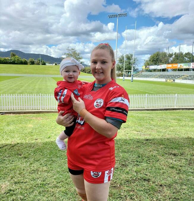 Five months after giving birth to daughter Brooklyn, Bathurst officer Sarah Archer lined up for the Country South Steelers. Her efforts for that side earned her selection in the NSW Police NSW Country team. Picture supplied