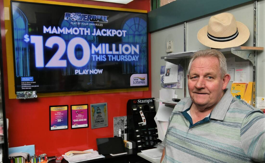 HOTTEST TICKET IN TOWN: Wayne Beard, from Kelso Newsagency, said ticket sales have been swift in Thursday's $120 million Powerball draw.