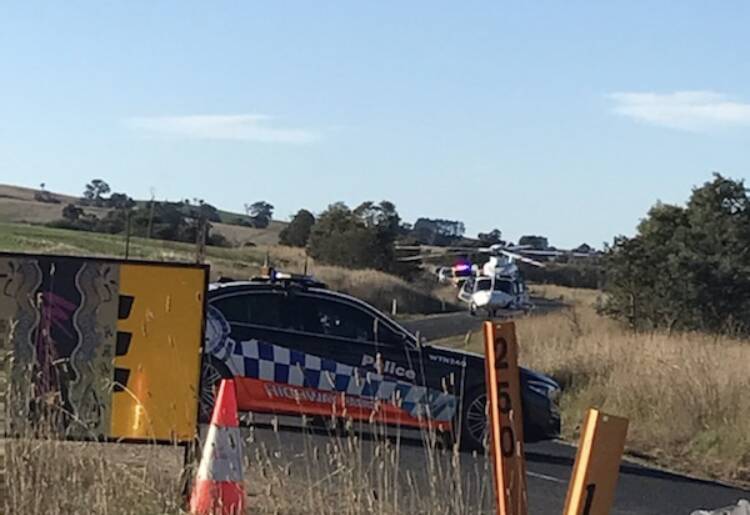 CRASH: The Toll Rescue Helicopter on scene at Caloola.