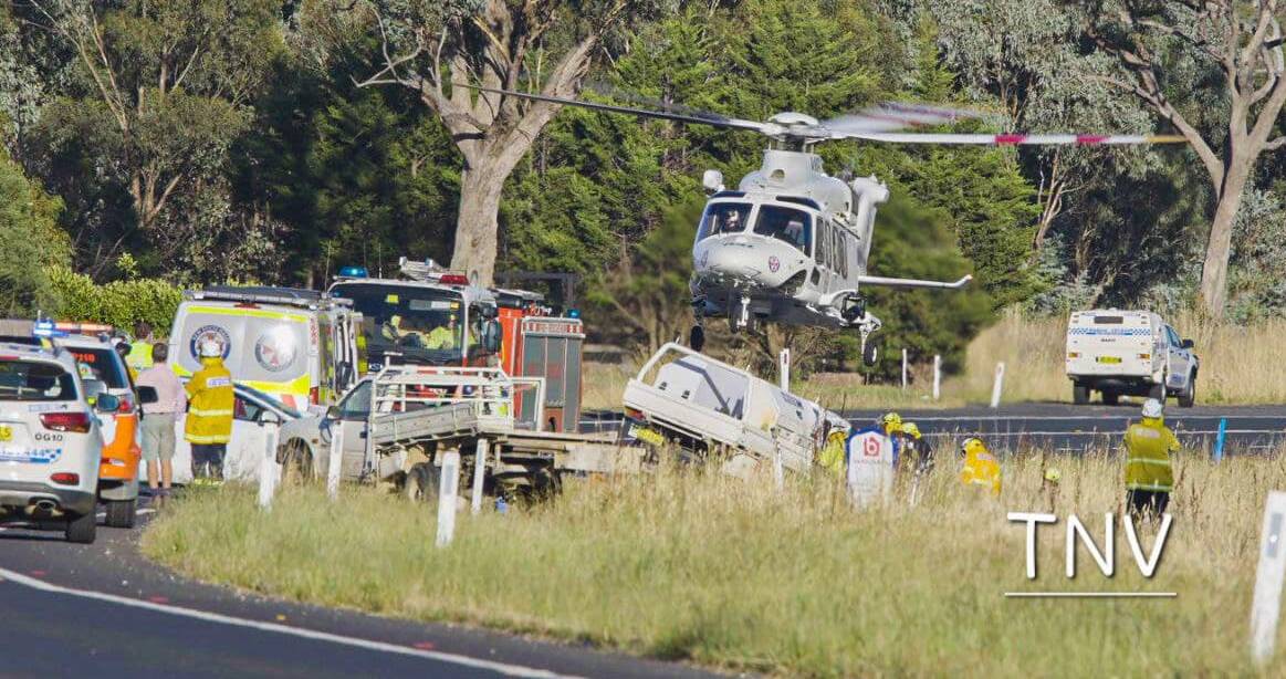 The scene of the crash on the Mitchell Highway near Molong. Picture by Troy Pearson/TNV.