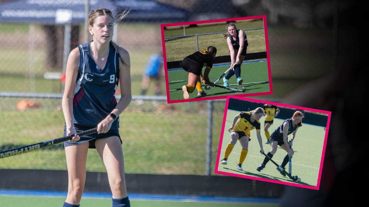 MacKillop College Bathurst's Giann Willott (main), Michaela Bowker and Katie McPhail (insets). Pictures by James Arrow