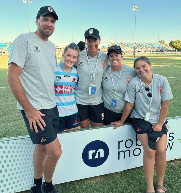 Matt Waterford, Jacinta Windsor, Mel Waterford, Marita Shoulders and Teagan Miller at the Santos Festival of Rugby. Picture contributed.
