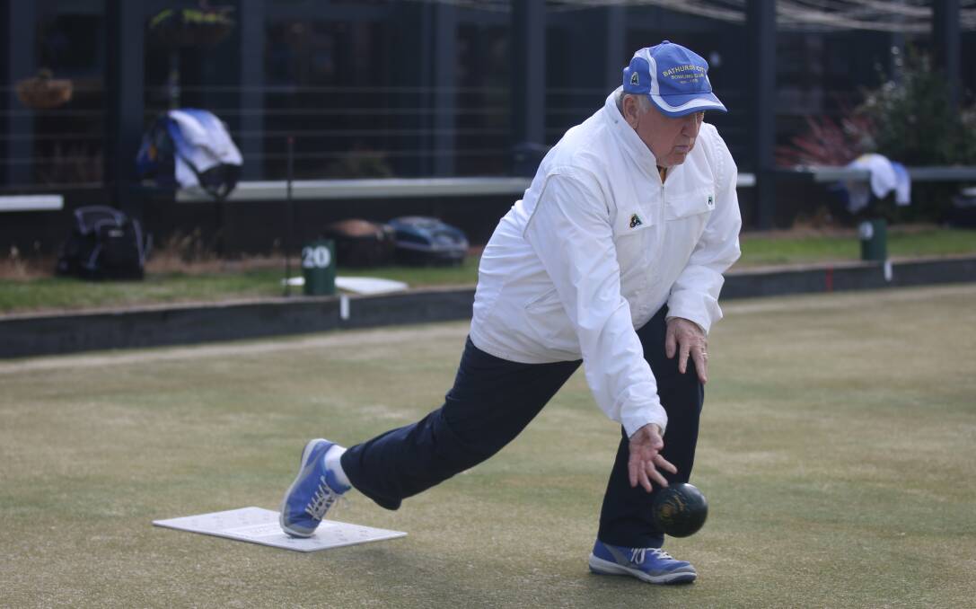 Neville Townsend at the Bathurst City Bowling Club last Saturday.
