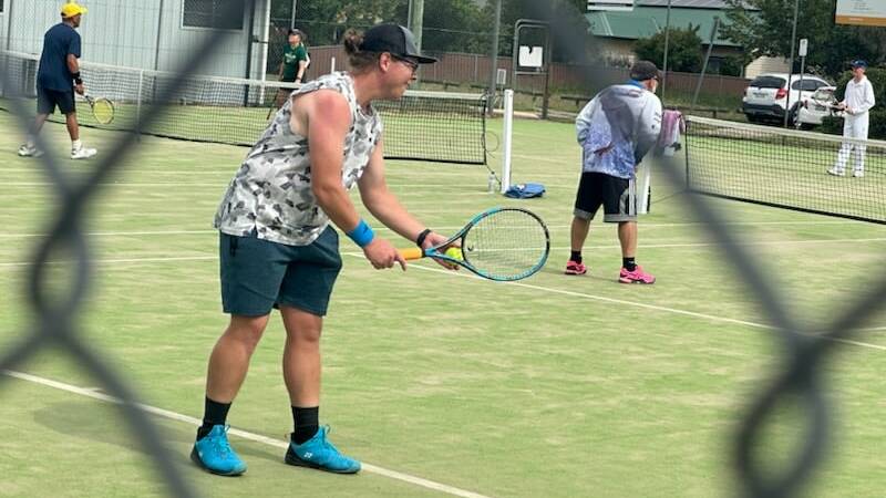 Andrew Tree prepares to serve during the latest round at the Eglinton Tennis Club. Picture supplied