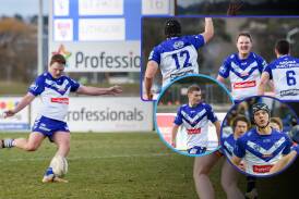 Noah Griffiths kicks (main) and celebrates (top inset) the winning field goal while Billy Osborne and Anthony Driver made their first grade debuts. Pictures by James Arrow