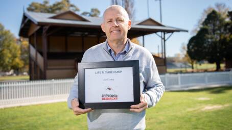 Jay Cleary with his Bathurst City Cricket Club life membership award. Picture by James Arrow.