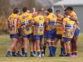 Bathurst Bulldogs come together during their recent game against the Forbes Platypi. Picture by Phil Blatch