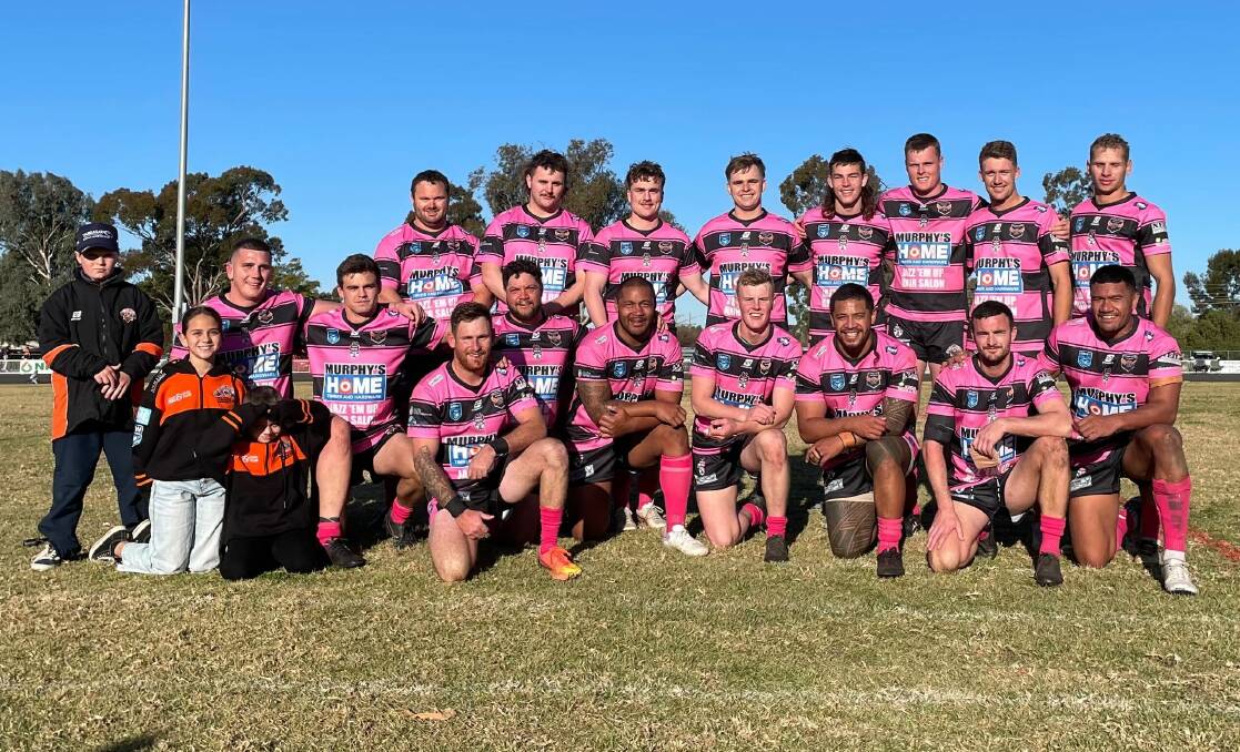 Mason Williams (front, second from right) and the Nyngan Tigers have taken a huge step towards finals qualification. Picture by Grace Ryan