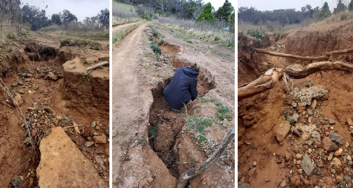 Photos show the extent of damage to the Crown Road in Wattle Flat