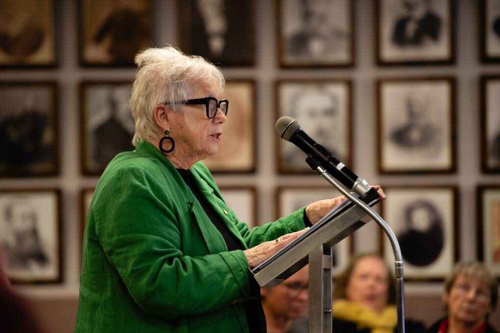 Former councillor Monica Morse speaking at the June 19, 2024 public forum. Picture by James Arrow