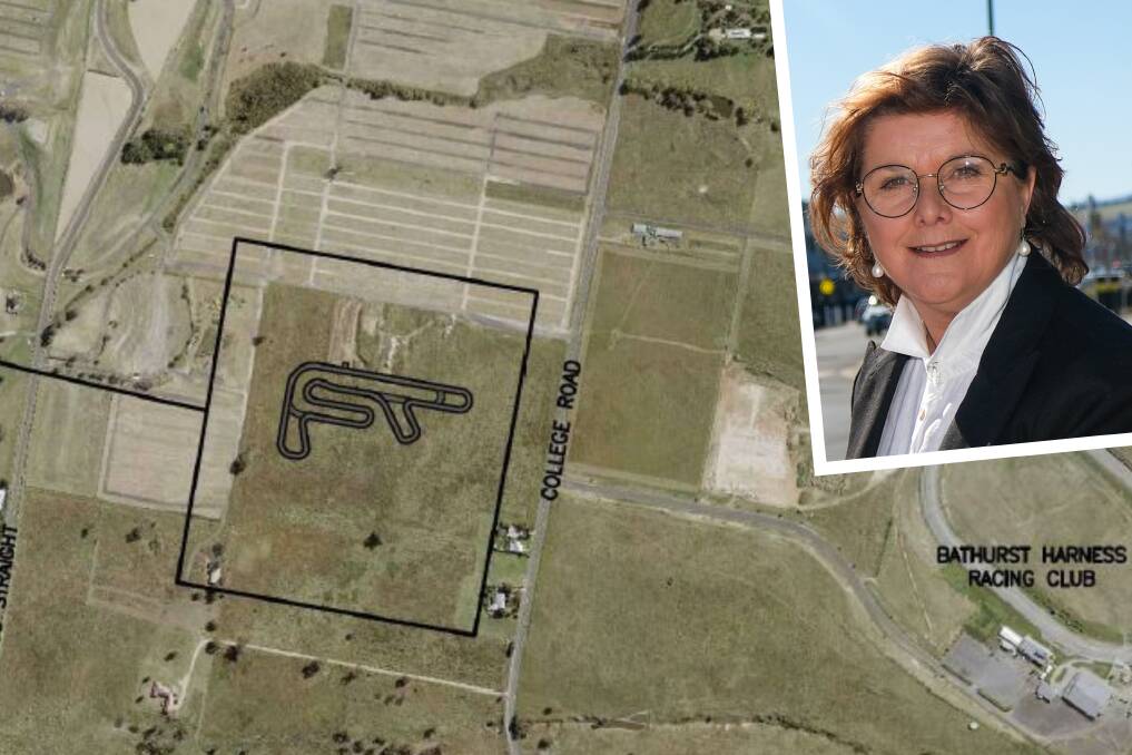 The location of the proposed go-kart track on a map and councillor Marg Hogan (inset).