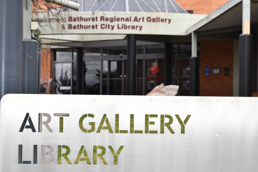 The metal sign outside Bathurst Regional Art Gallery and Bathurst Library. Picture file