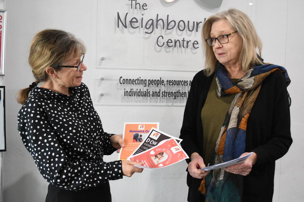 Terisa Ashworth and Jean Fell from The Neighbourhood Centre discussing potential volunteer opportunities. Picture by Rachel Chamberlain