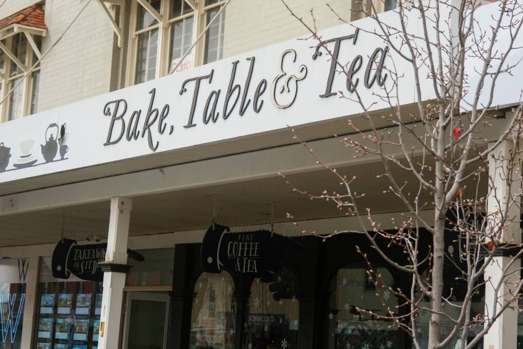 The Bake, Table and Tea signage above the shopfront in George Street. Picture by James Arrow