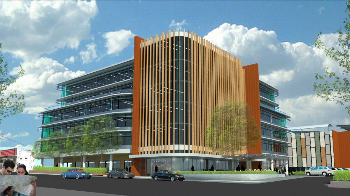 An artist's impression of the proposed six-level Bathurst Integrated Medical Centre, as it would look from Howick Street. Picture supplied