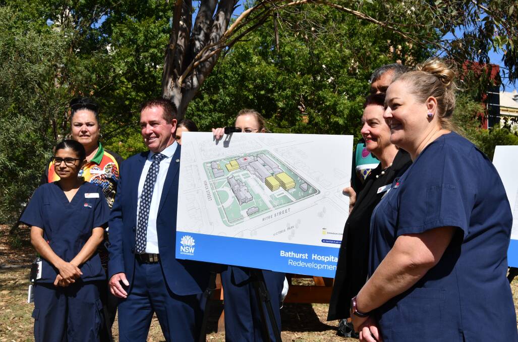 Member for Bathurst Paul Toole with the Bathurst Hospital general manager and other staff, announcing the redevelopment of the facility. Picture by Rachel Chamberlain 