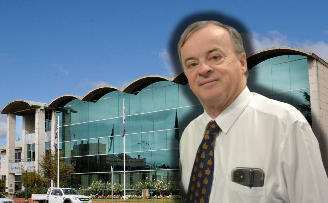 A photo of general manager David Sherley overlaid on a photo of the Bathurst civic centre. Pictures file