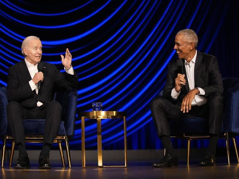 Former US president Barack Obama (right) joined Joe Biden for a star-studded campaign fundraiser. (AP PHOTO)