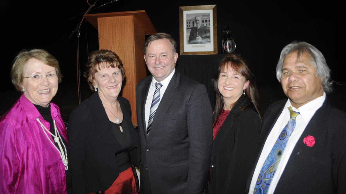WHEN ALBO WAS IN TOWN: Then-shadow minister Anthony Albanese [centre] with Sue West, Fran Van Dartel, Miranda Gott and Dinawan Dyirribang in 2015. Photo: CHRIS SEABROOK 091915chifley6